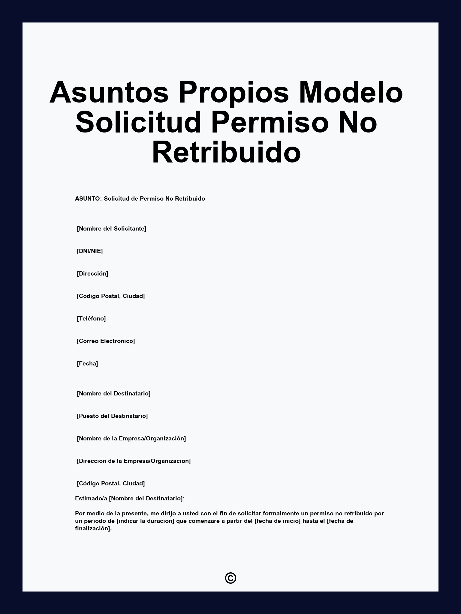 Asuntos Propios Modelo Solicitud Permiso No Retribuido