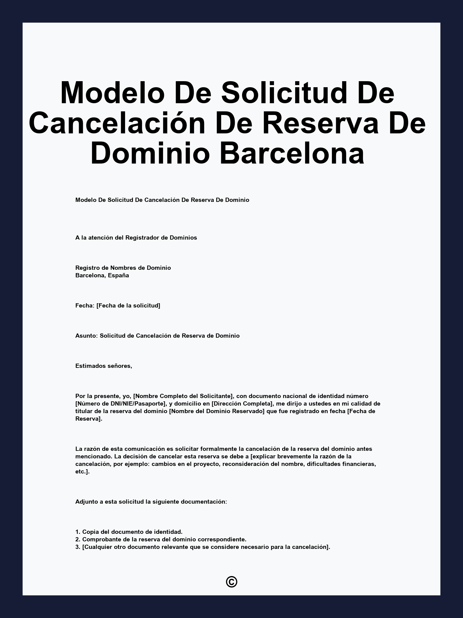 Modelo De Solicitud De Cancelación De Reserva De Dominio Barcelona