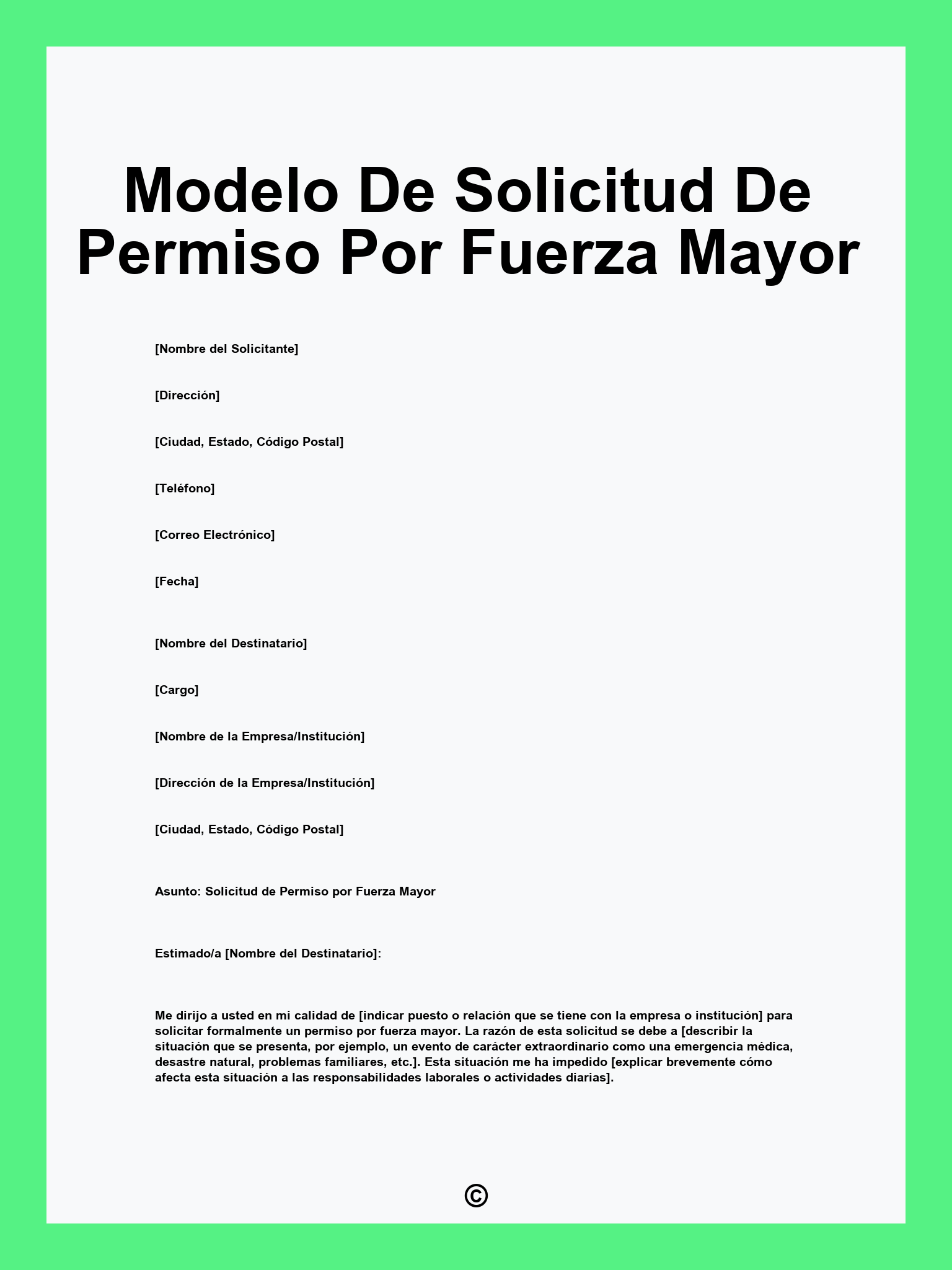 Modelo De Solicitud De Permiso Por Fuerza Mayor