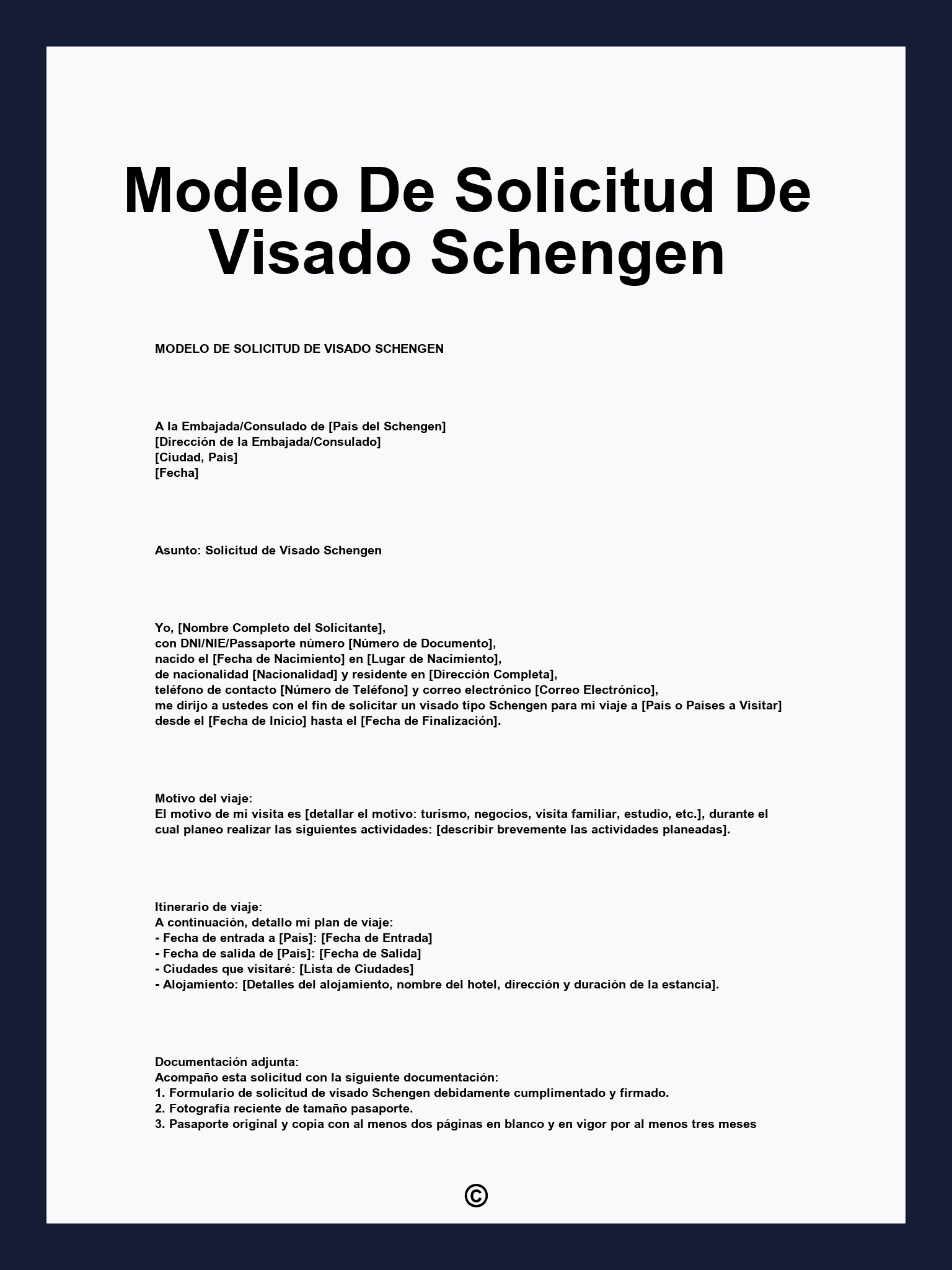 Modelo De Solicitud De Visado Schengen