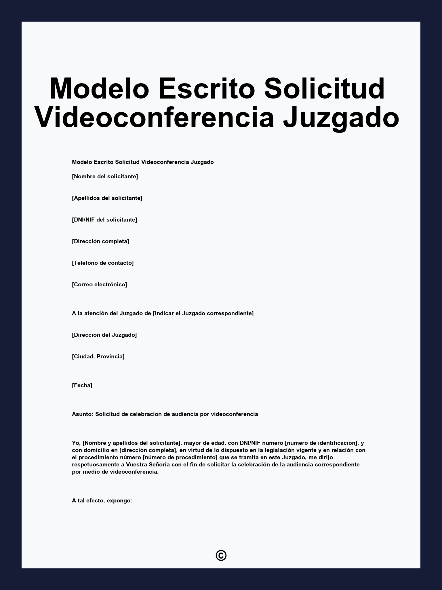 Modelo Escrito Solicitud Videoconferencia Juzgado