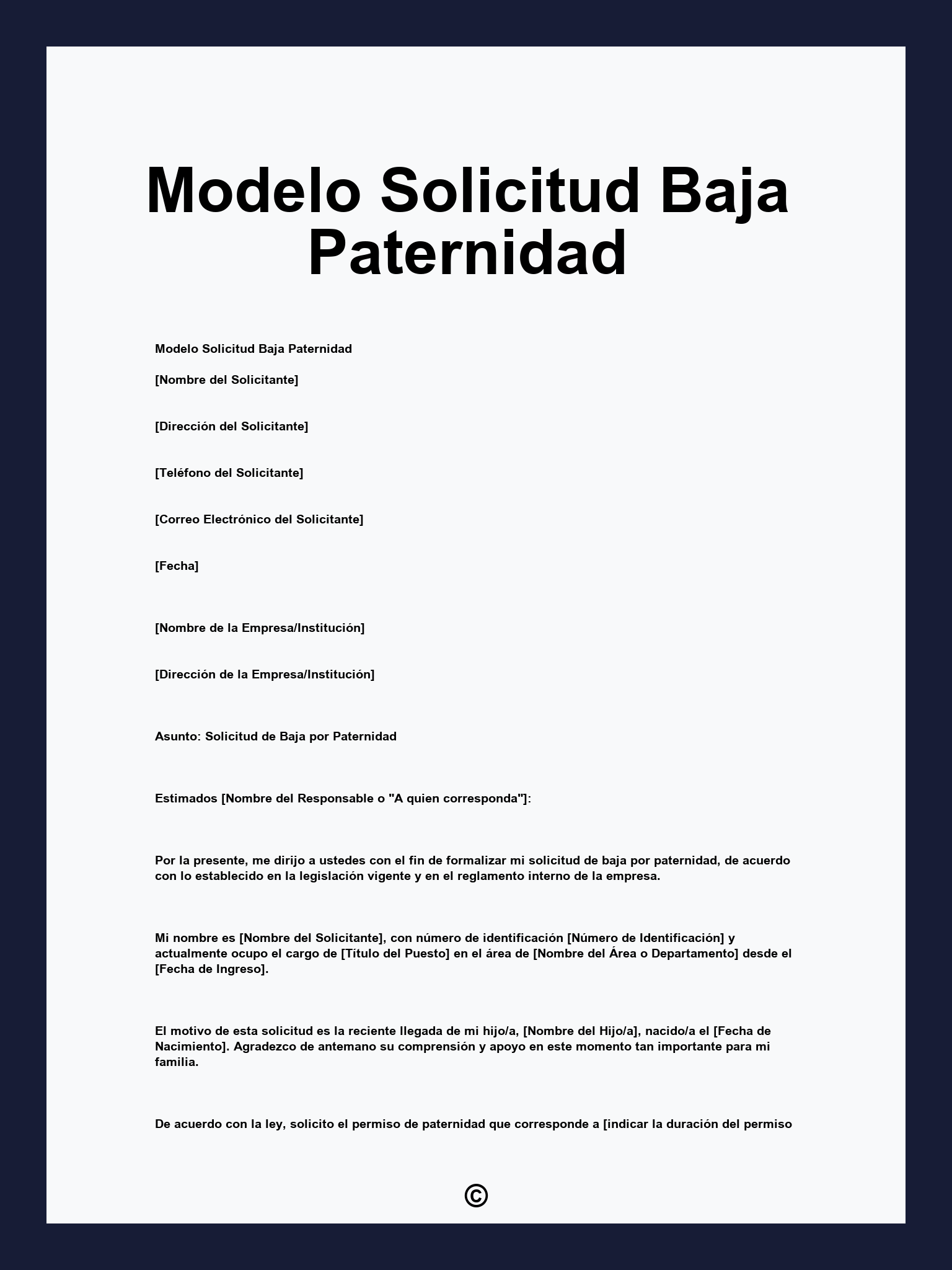 Modelo Solicitud Baja Paternidad