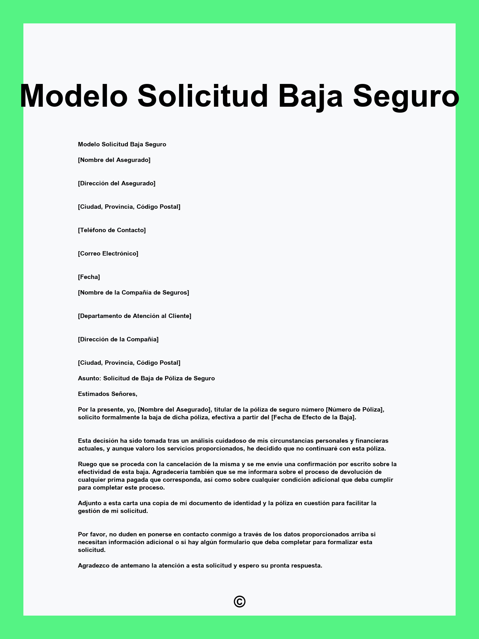 Modelo Solicitud Baja Seguro