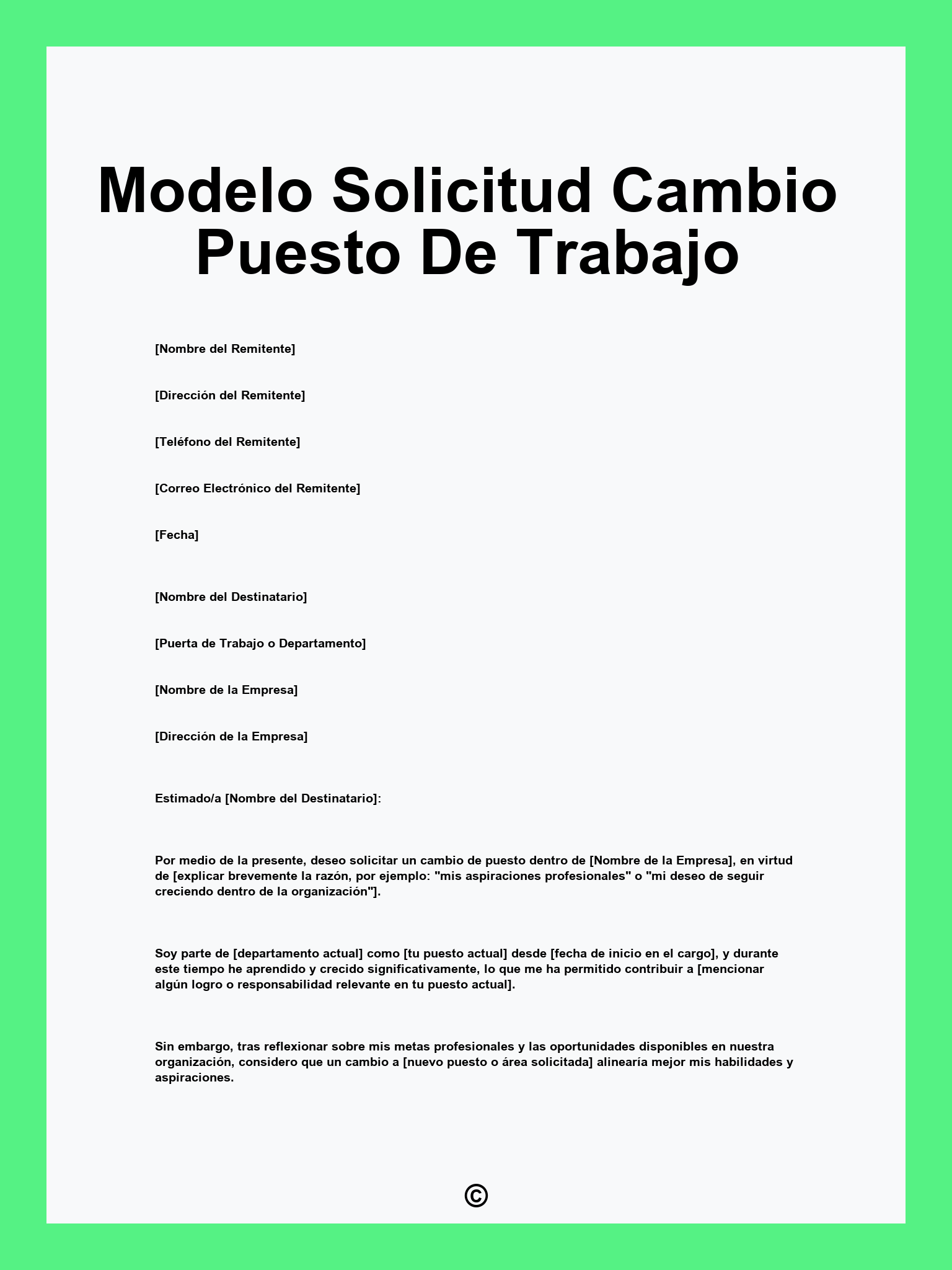 Modelo Solicitud Cambio Puesto De Trabajo