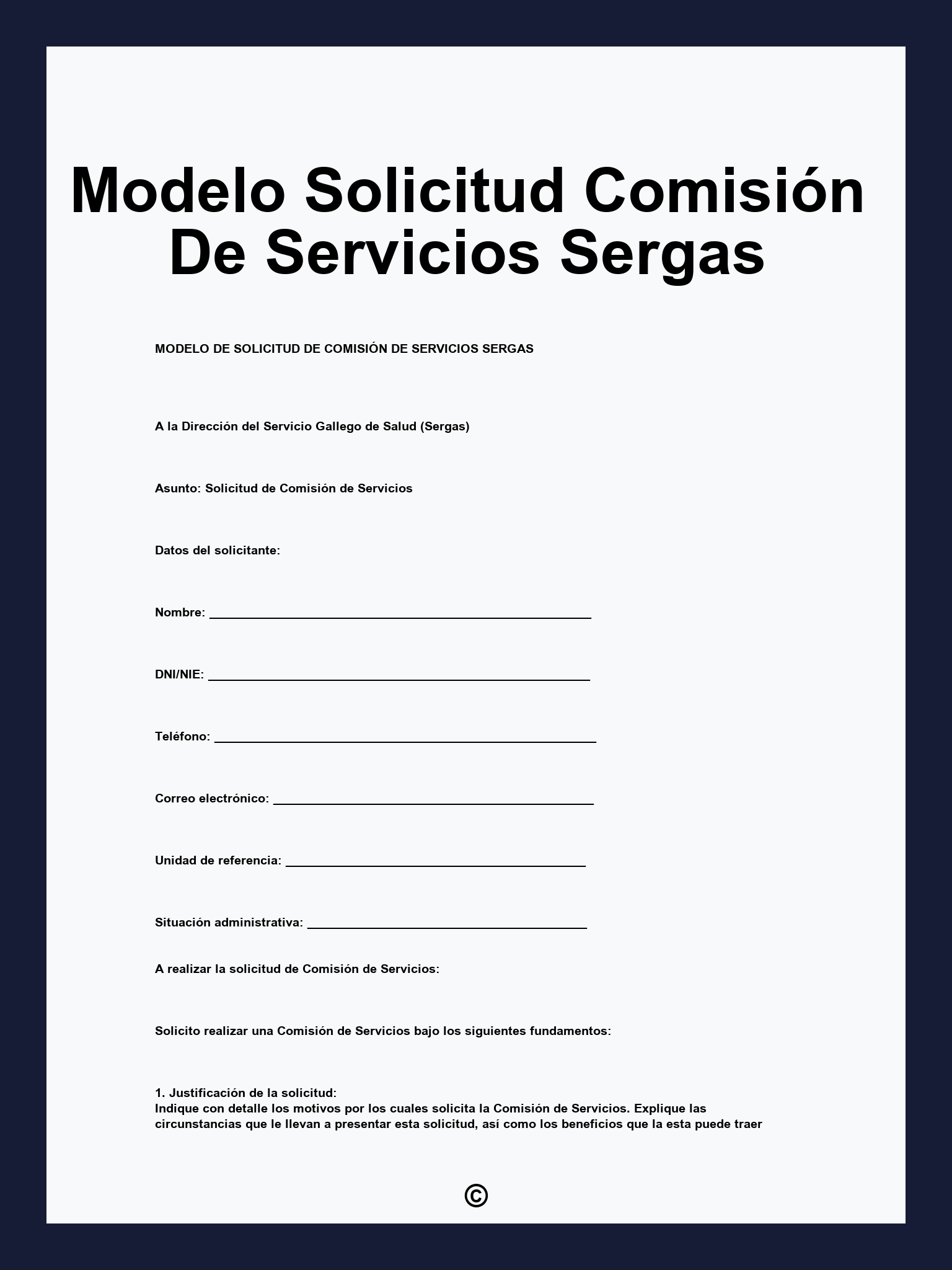 Modelo Solicitud Comisión De Servicios Sergas