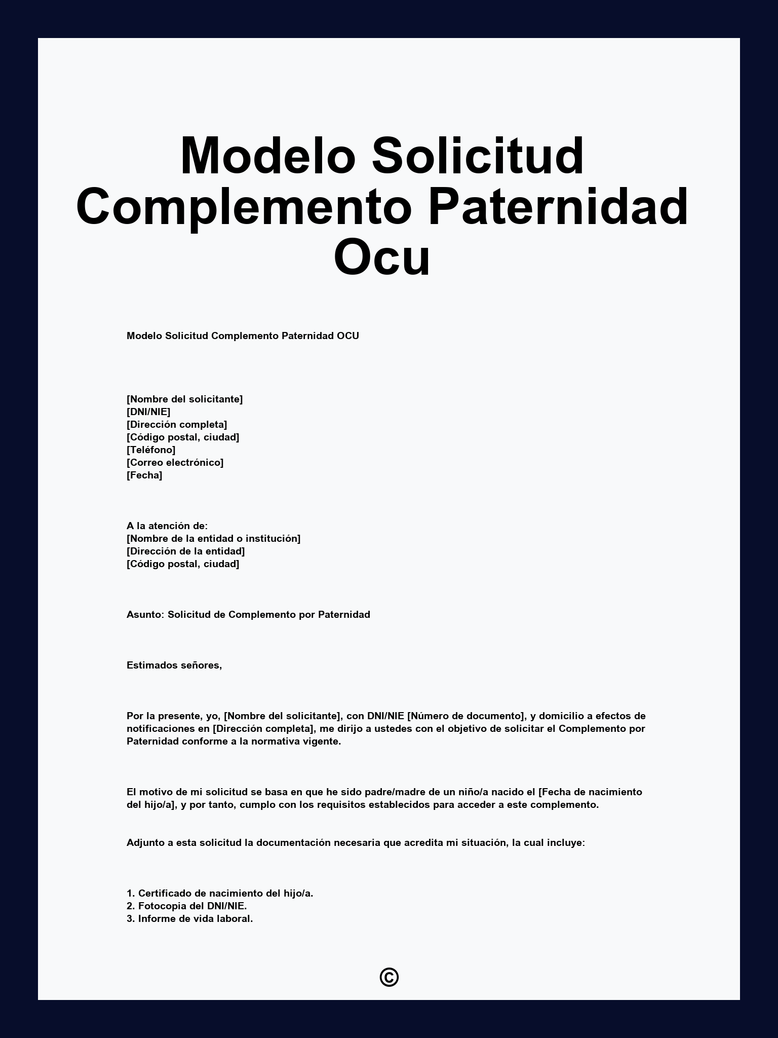 Modelo Solicitud Complemento Paternidad Ocu
