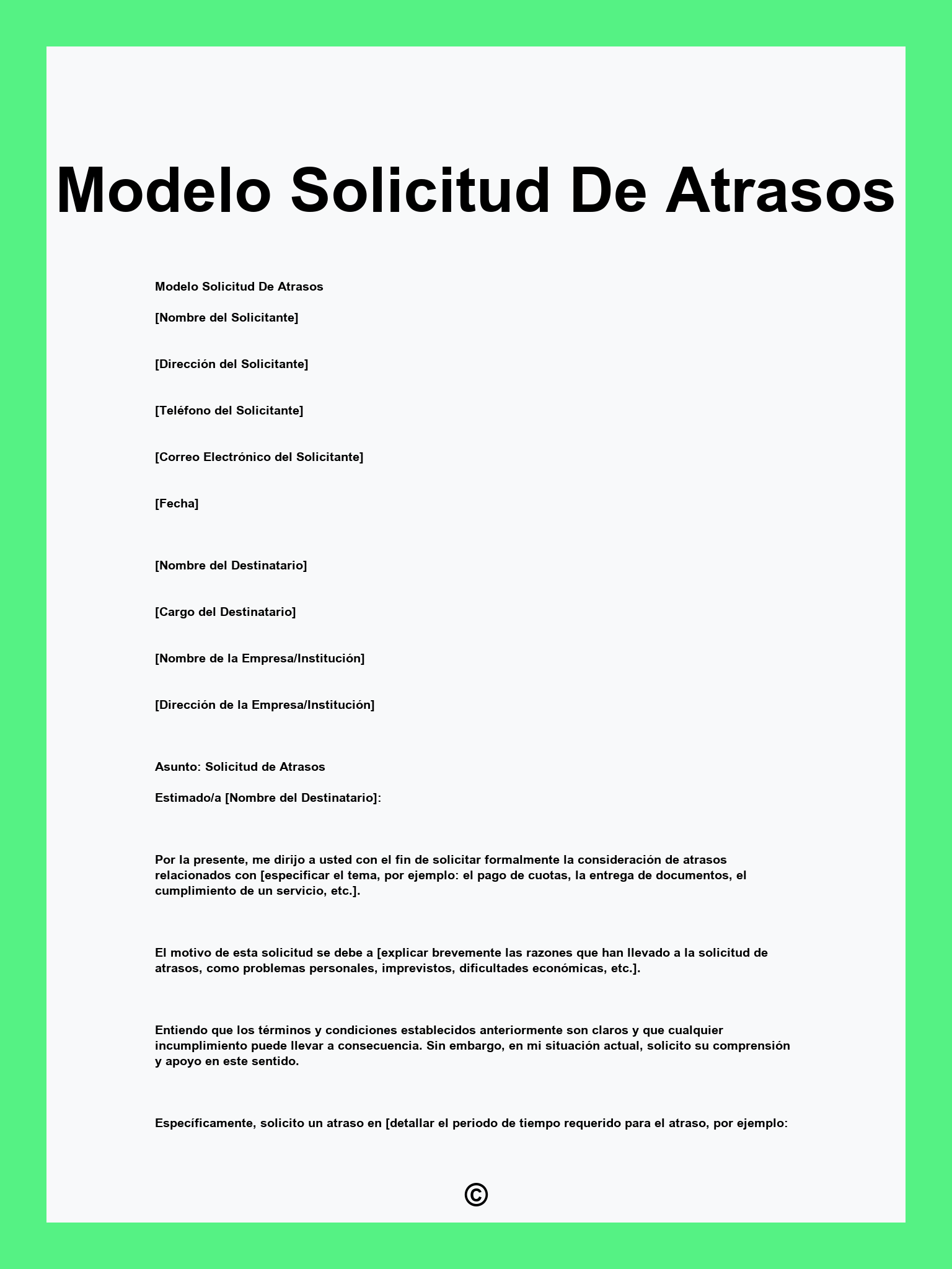 Modelo Solicitud De Atrasos
