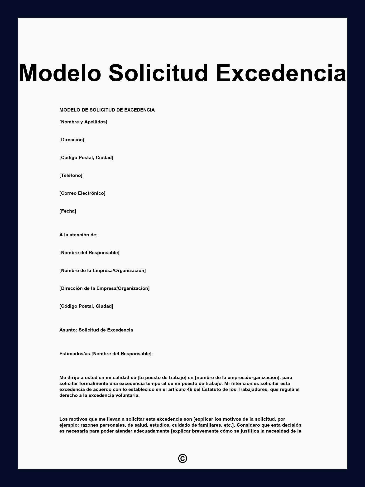 Modelo Solicitud Excedencia