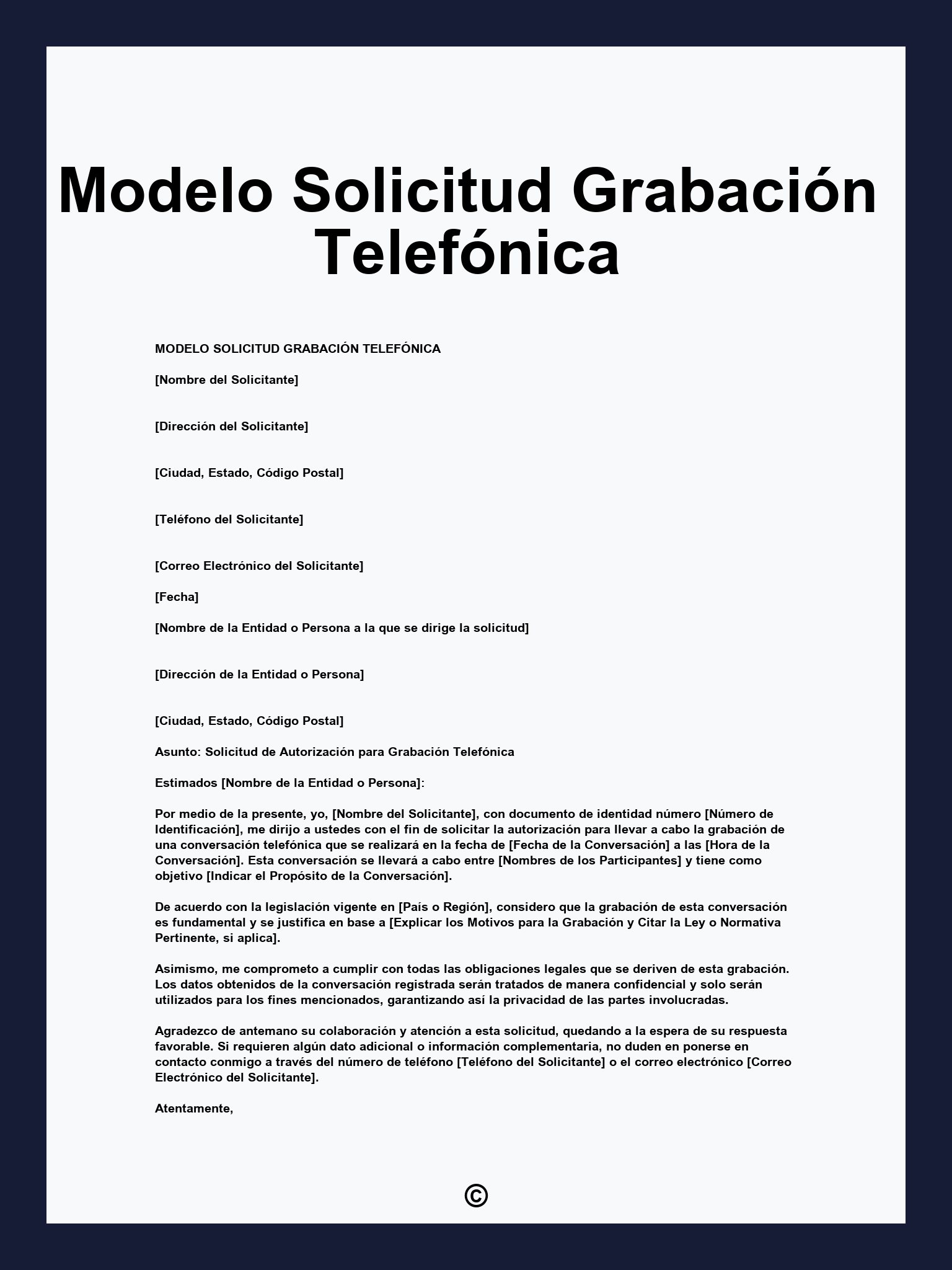 Modelo Solicitud Grabación Telefónica