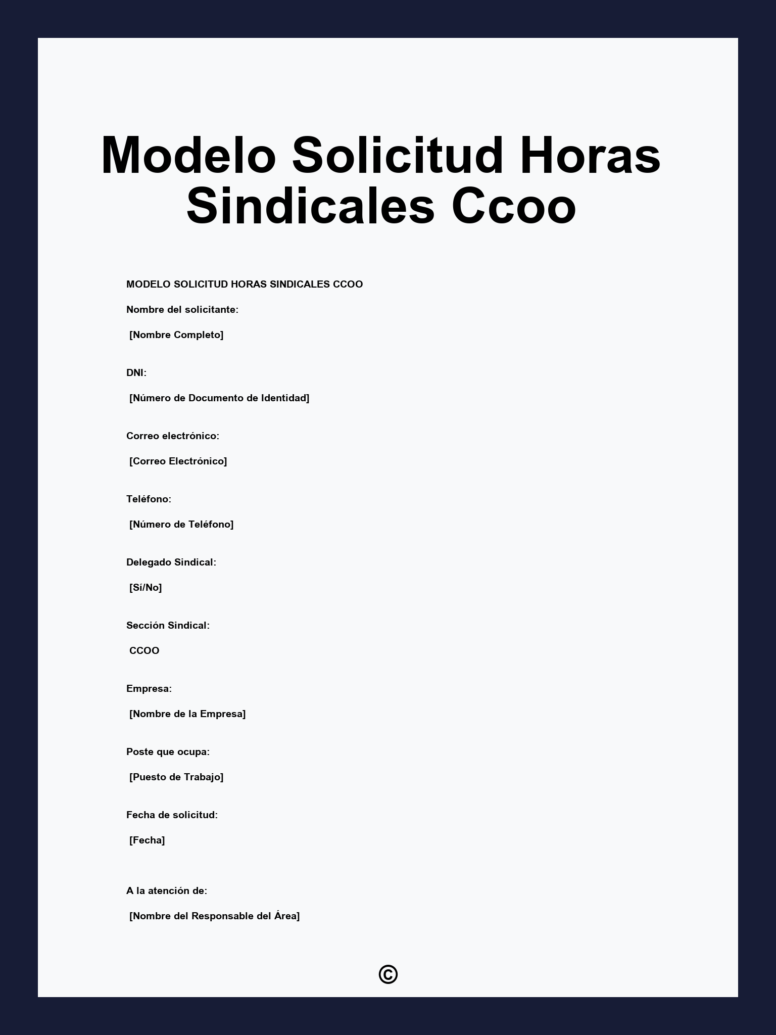 Modelo Solicitud Horas Sindicales Ccoo