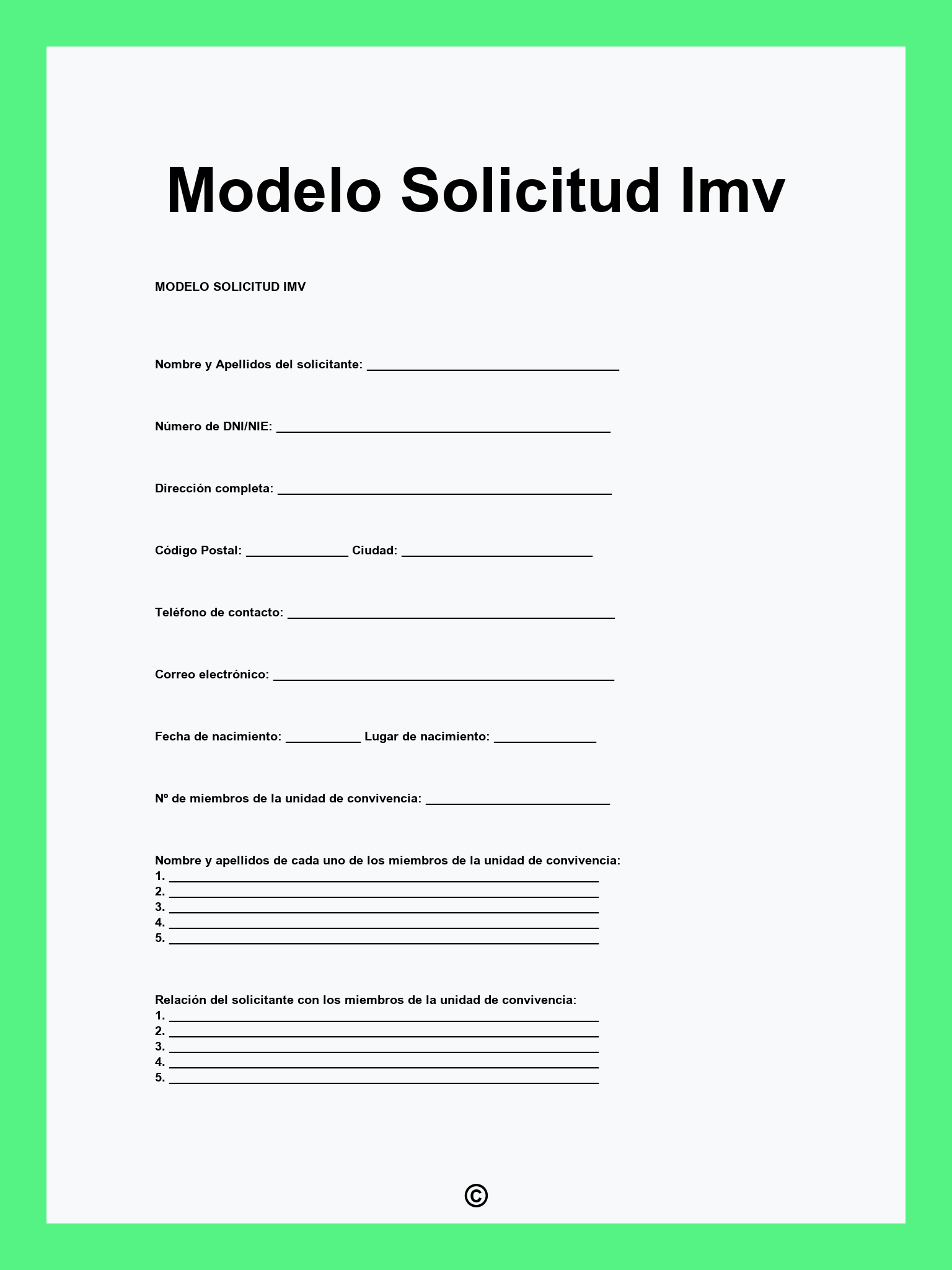 Modelo Solicitud Imv