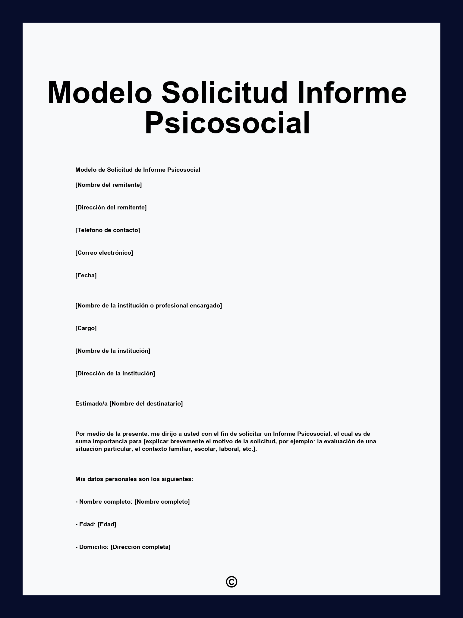 Modelo Solicitud Informe Psicosocial