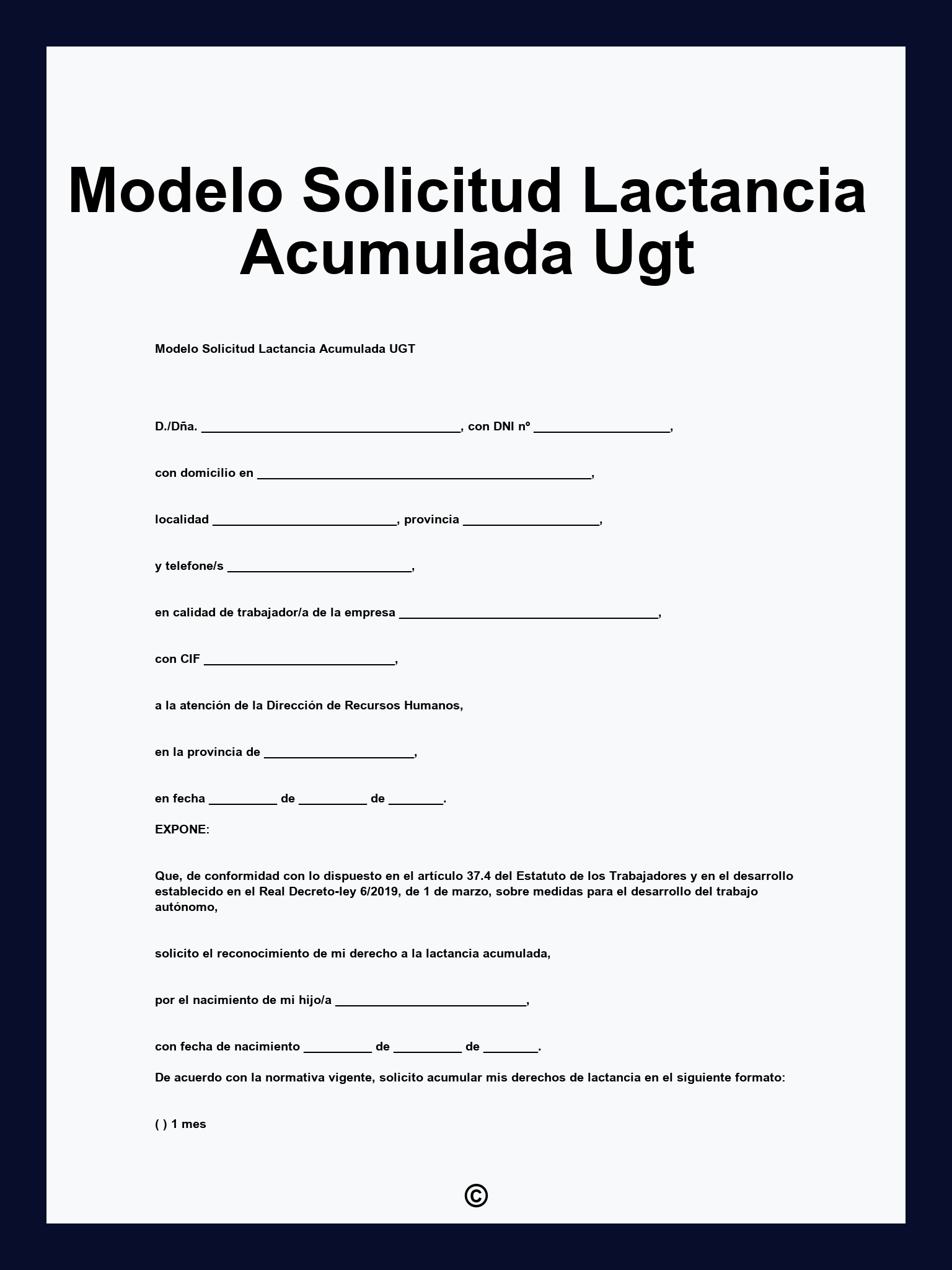 Modelo Solicitud Lactancia Acumulada Ugt