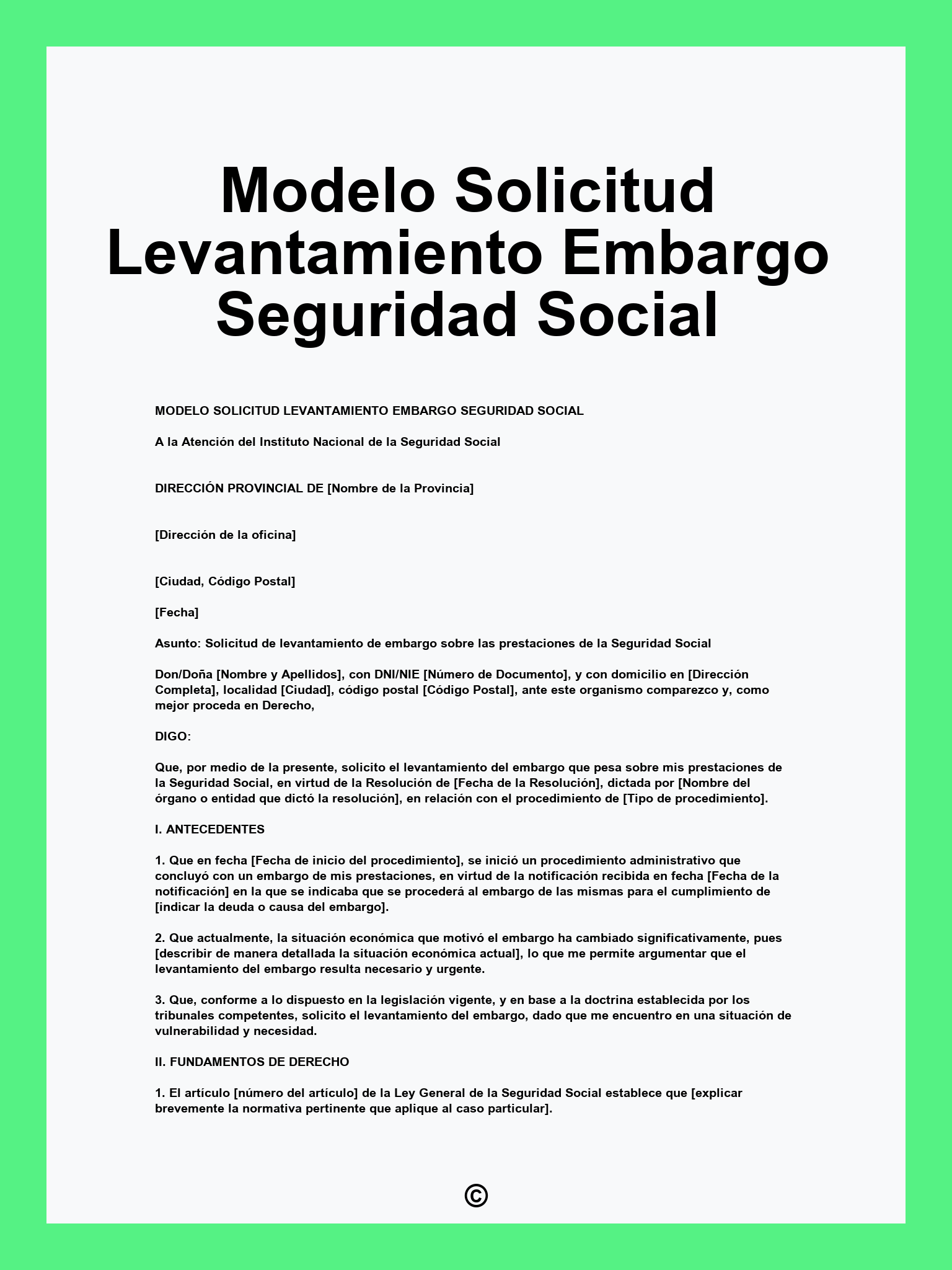 Modelo Solicitud Levantamiento Embargo Seguridad Social