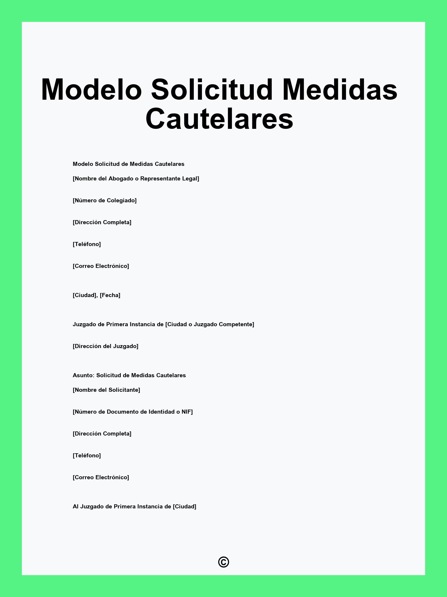 Modelo Solicitud Medidas Cautelares