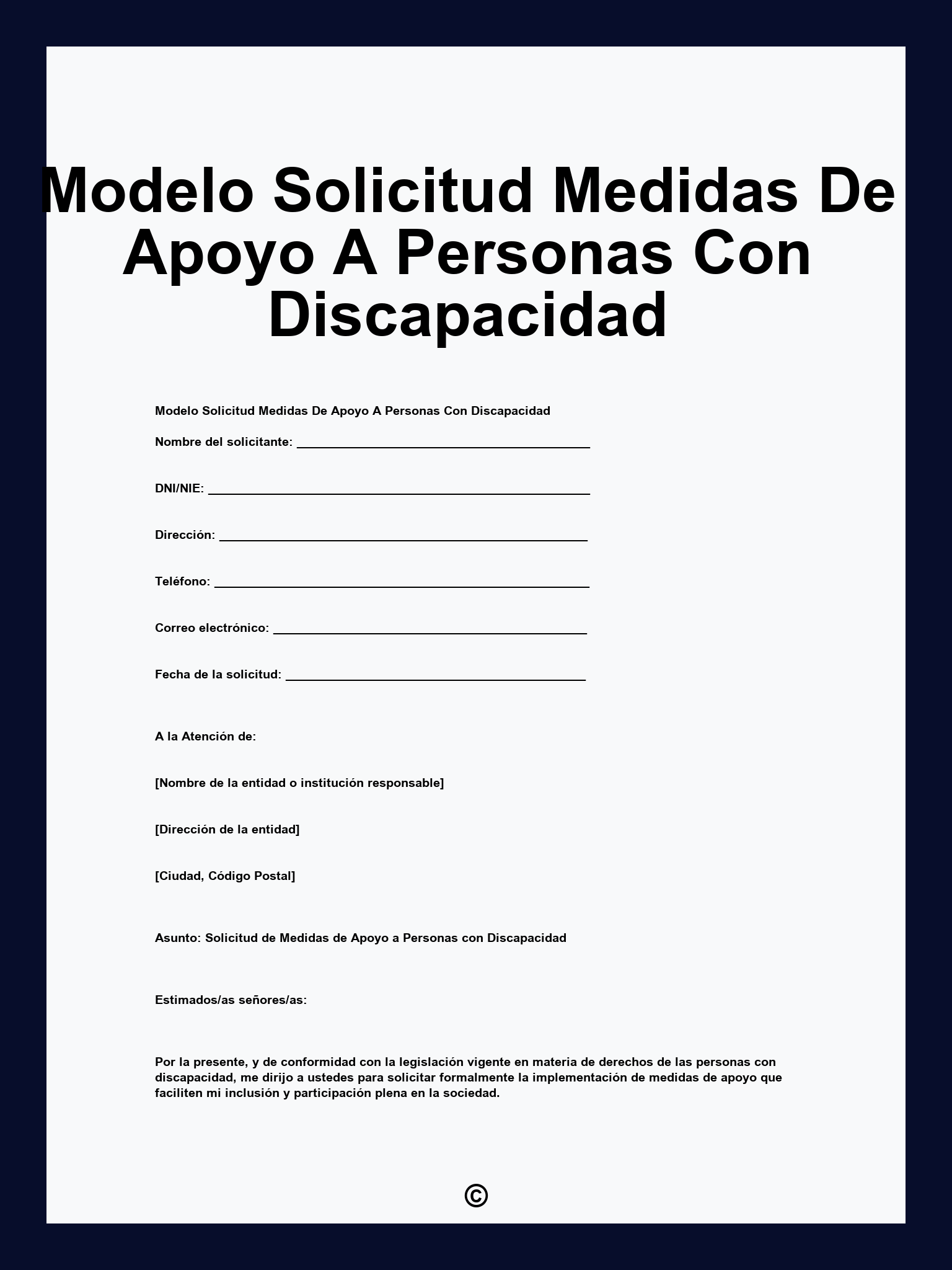 Modelo Solicitud Medidas De Apoyo A Personas Con Discapacidad