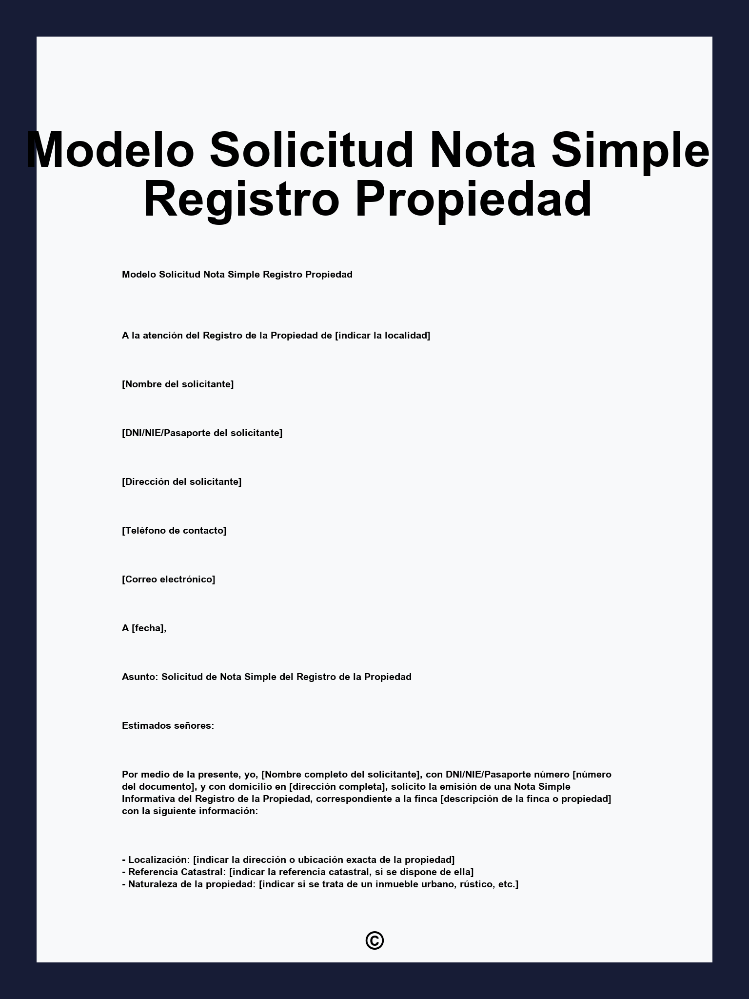 Modelo Solicitud Nota Simple Registro Propiedad