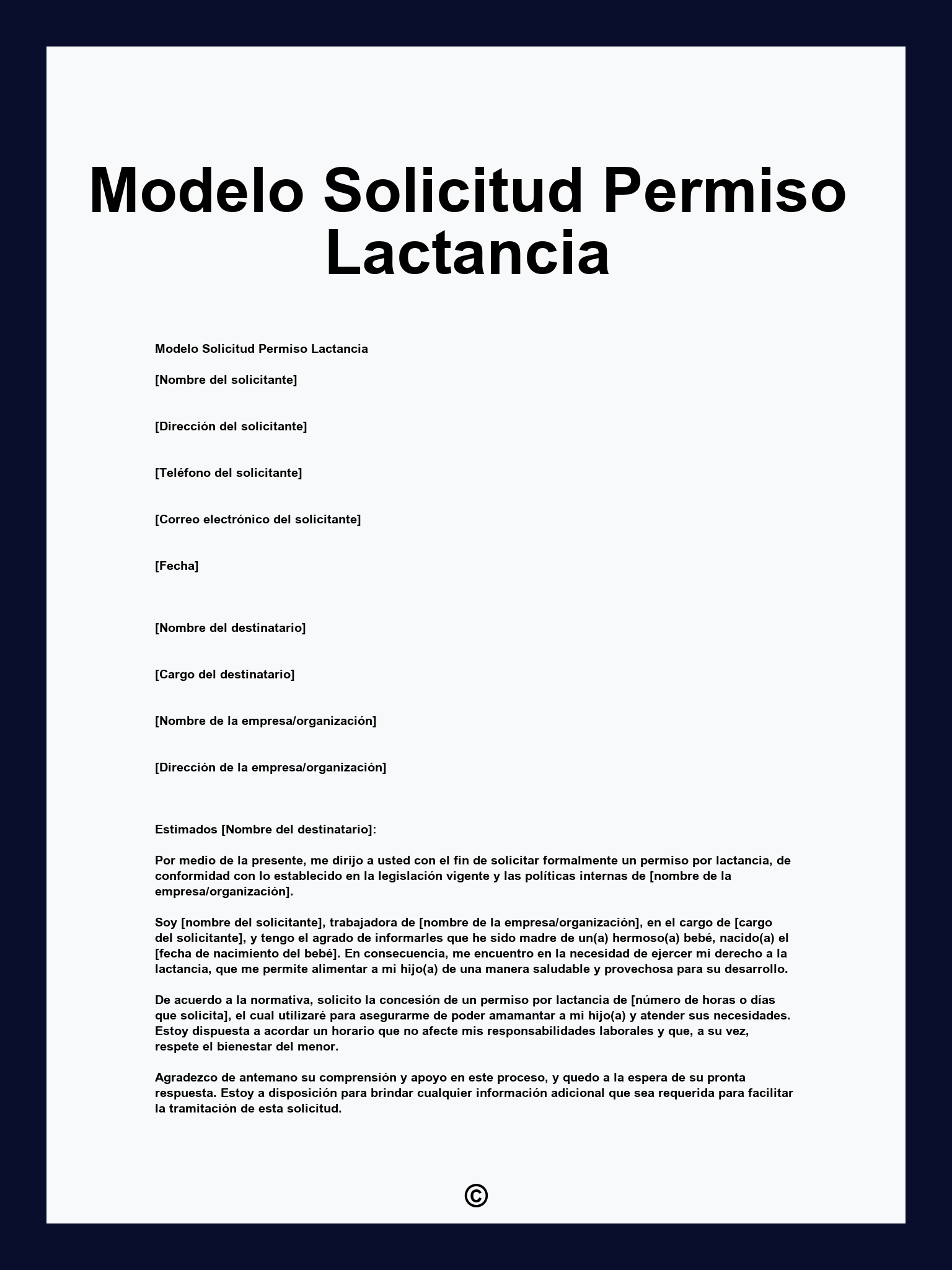 Modelo Solicitud Permiso Lactancia