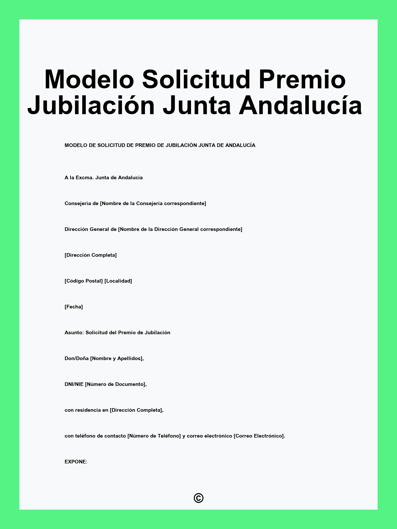 Modelo Solicitud Premio Jubilación Junta Andalucía