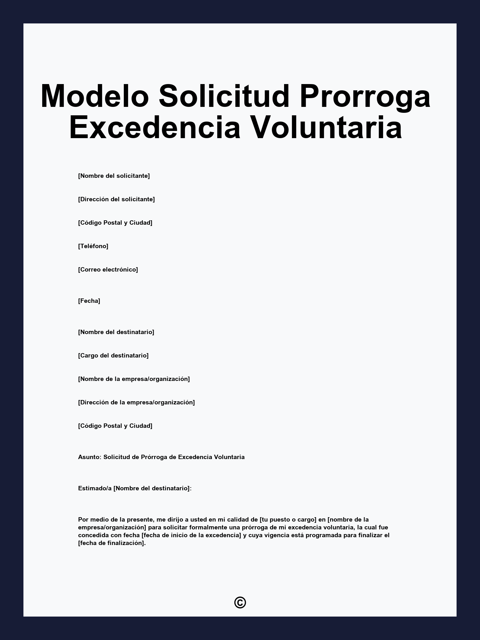 Modelo Solicitud Prorroga Excedencia Voluntaria