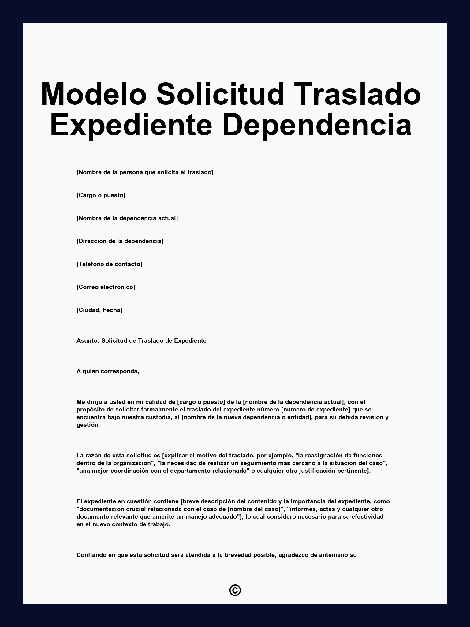 Modelo Solicitud Traslado Expediente Dependencia